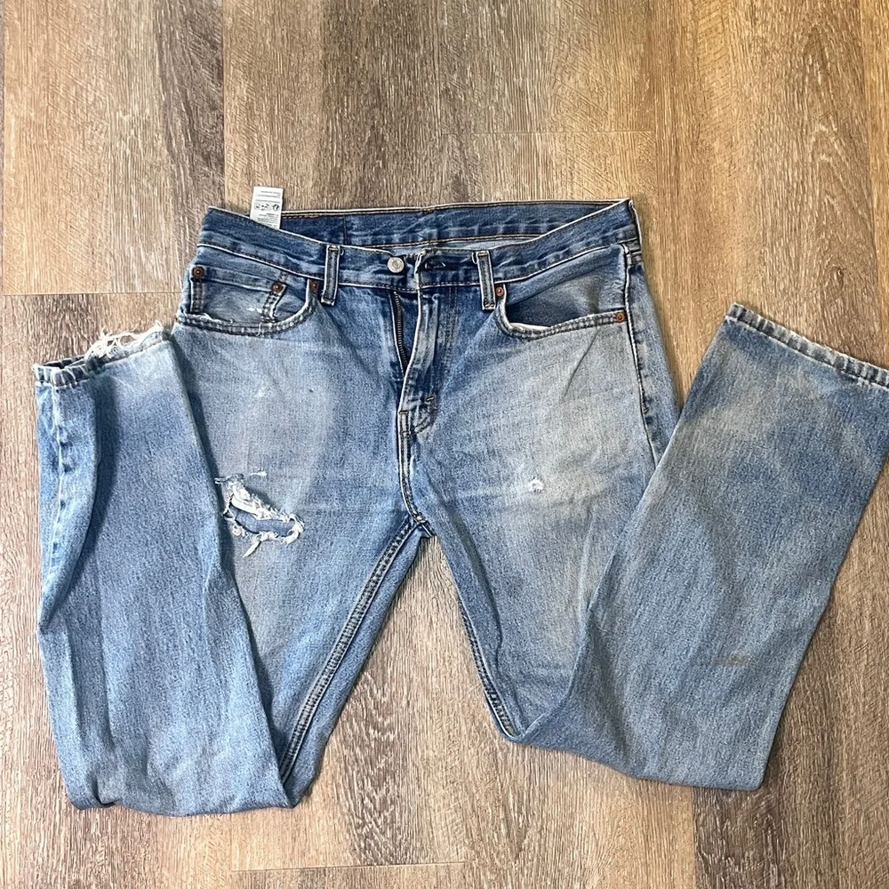 Levi's 505 Distressed Blue Straight Leg Jeans W32 L32